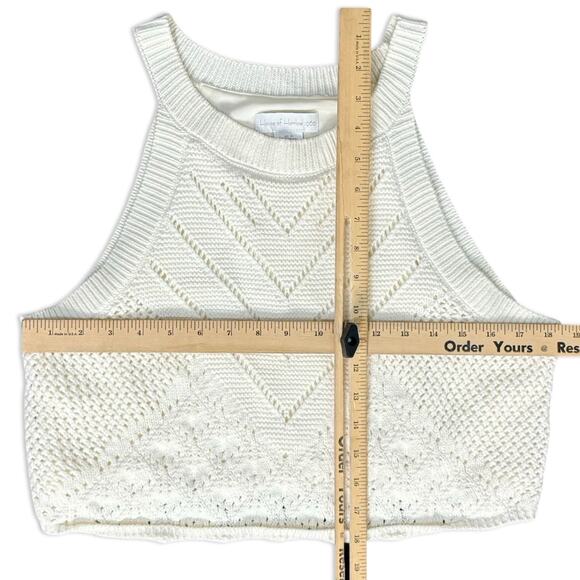 House of Harlow 1960 Cream White Knit Cotton Lined Halter Crop Top size XL - Picture 4 of 5